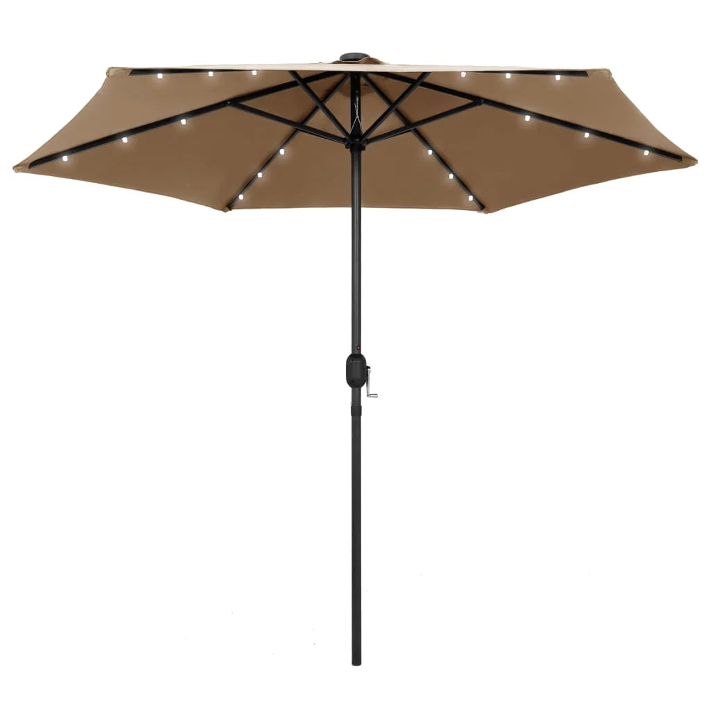 Ombrellone con LED e asta in alluminio 270 cm color tortora 02_0008079