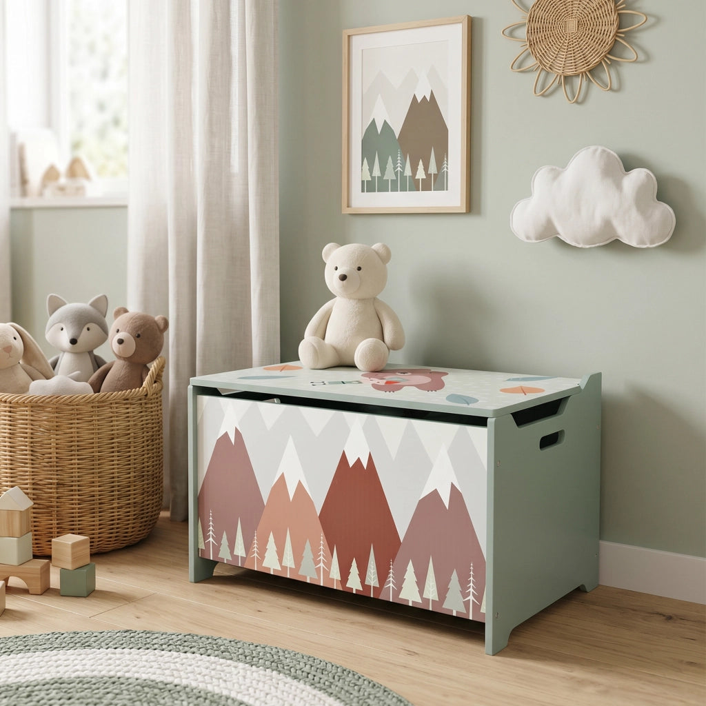 Cassa Portagiochi per Bambini ¨C zephmum ¨C Verde MDF 60x37x39
