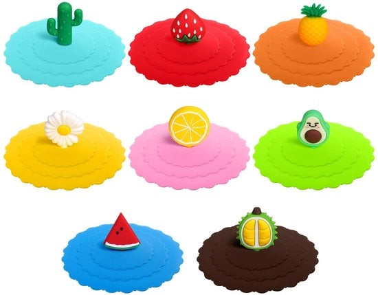 Coperchi in silicone a forma di frutta - Design kawaii - Sicuri per l'uso alimentare - Reutilizzabili - Idonei per caffè e tazze