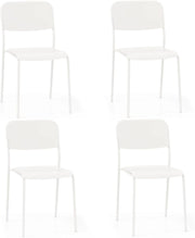 Set di 4 sedie da sala da pranzo, sedia da cucina impilabili con gambe in metallo, sedie senza braccioli, seduta e schienale in PP, per soggiorno, carico 160 kg (bianco)