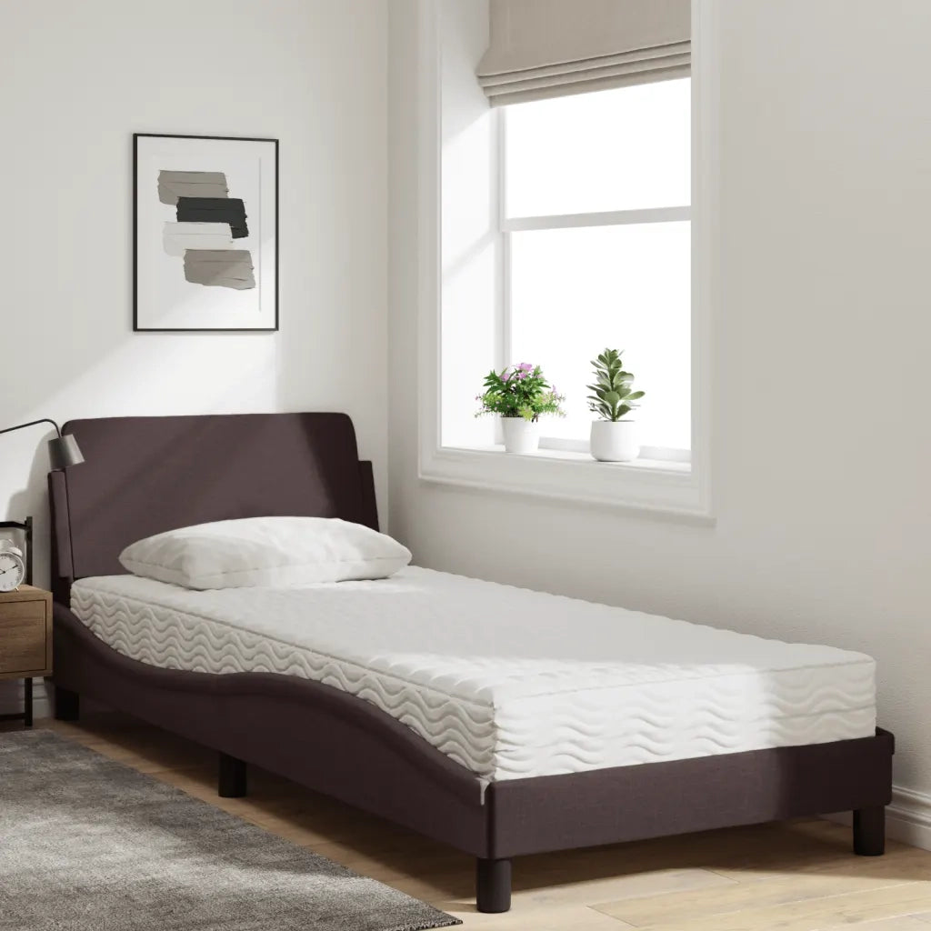 Letto con Materasso Dover Marrone Scuro 90x200 cm in Tessuto 3208327