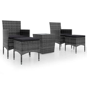 Set Bistrot da Giardino 5pz | Set Salotto da Giardino Polyrattan e Vetro Temperato Grigio