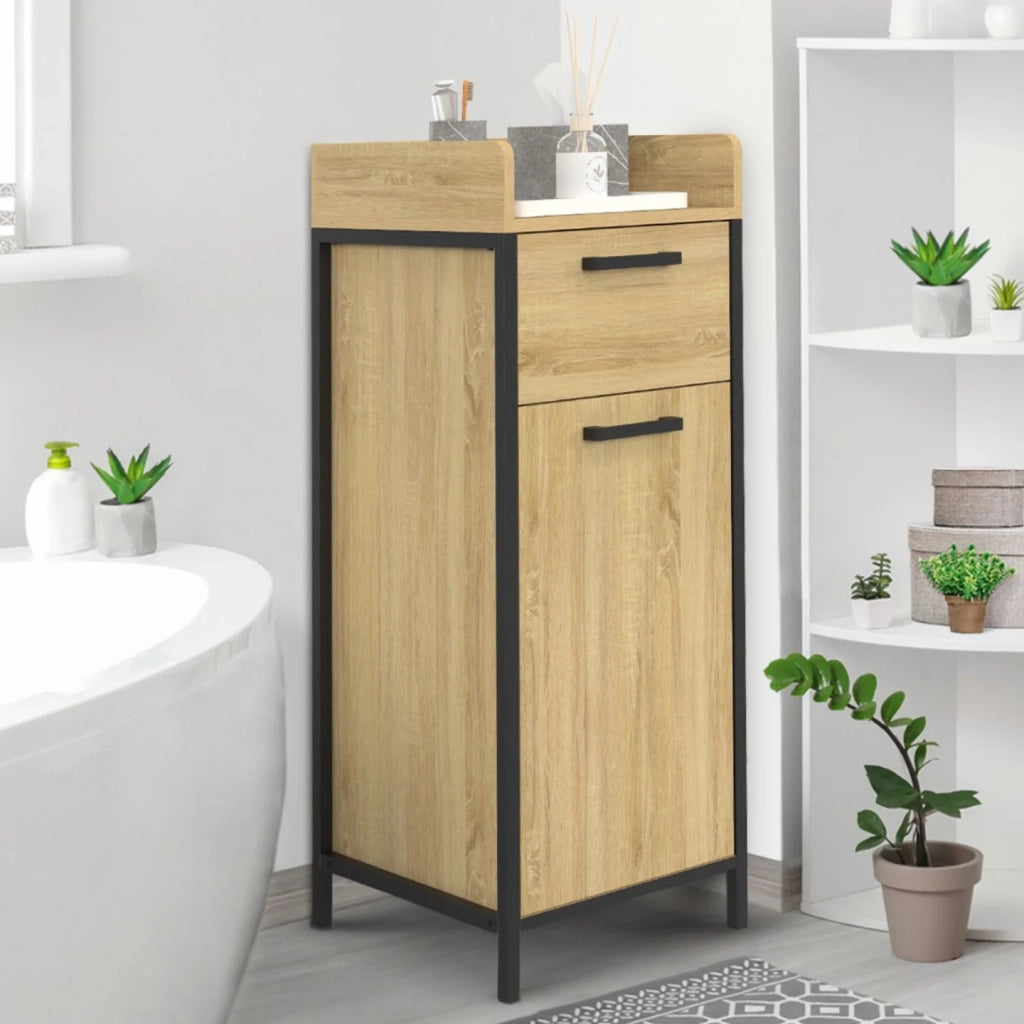 IDMarket - DETROIT colonna portaoggetti occasionale per il bagno 1 cassetto 1 armadio design industriale