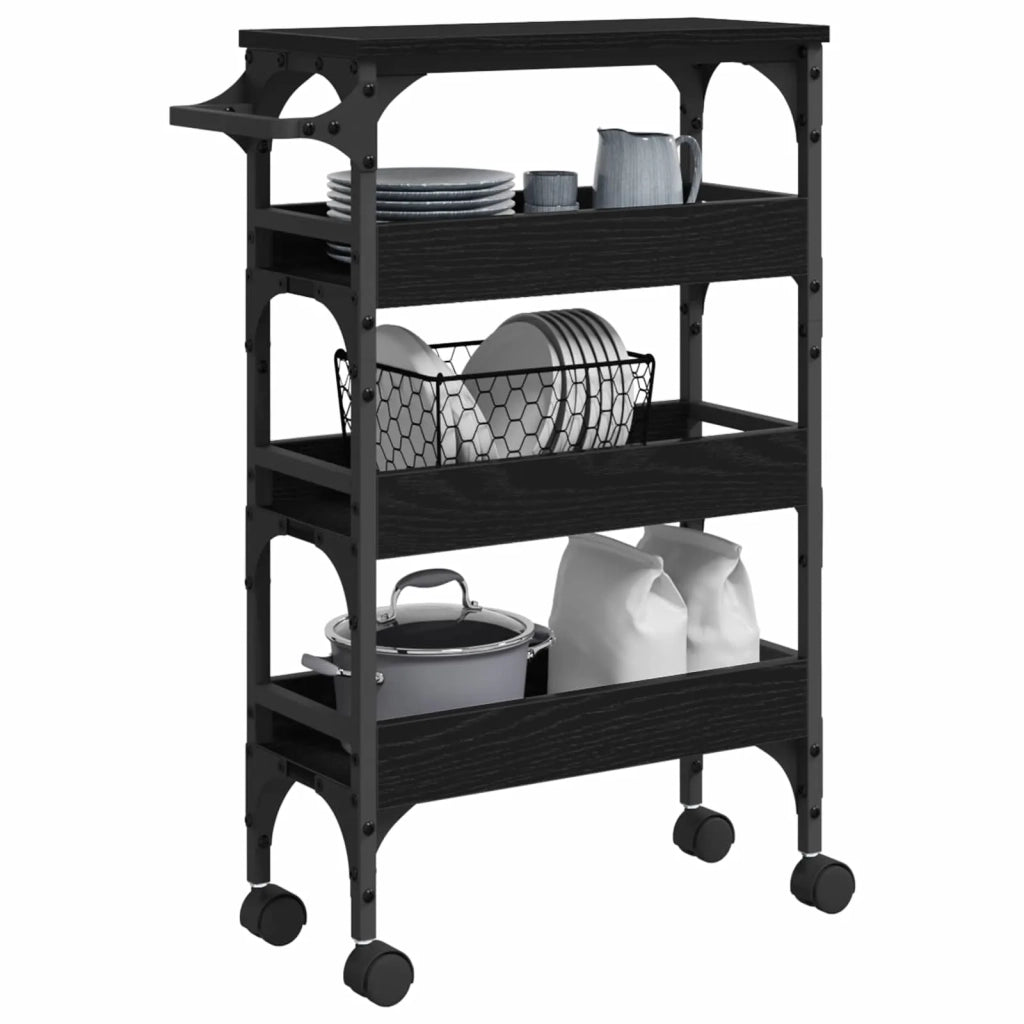 Carrello da Cucina Rovere Nero 53 x 20 x 76 cm 883024