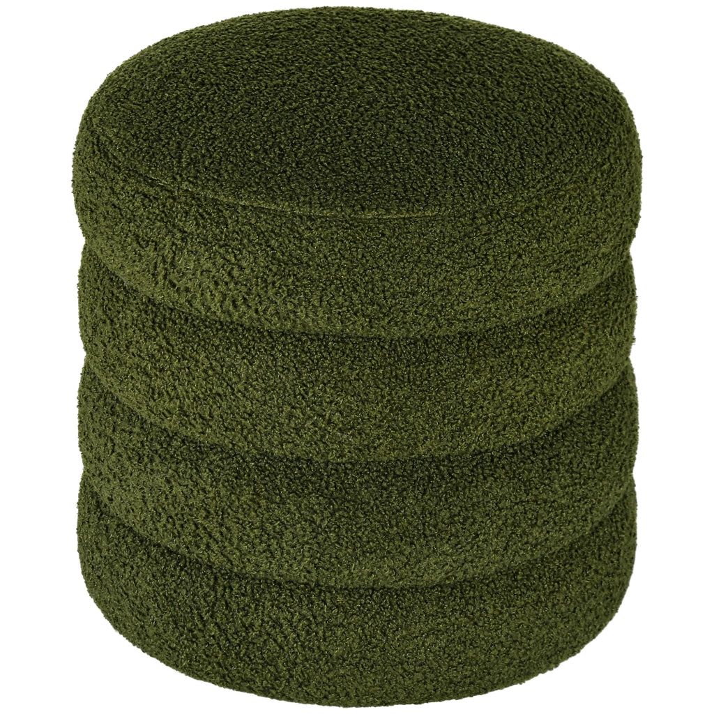 Pouf rotondo ¨C zephmum ¨C verde, in tessuto peluche, 40x45 cm