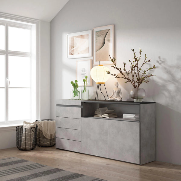 Cassettiera, 157x35x75cm, Camera da letto, Con Stoccaggio, grigio cemento RF3430