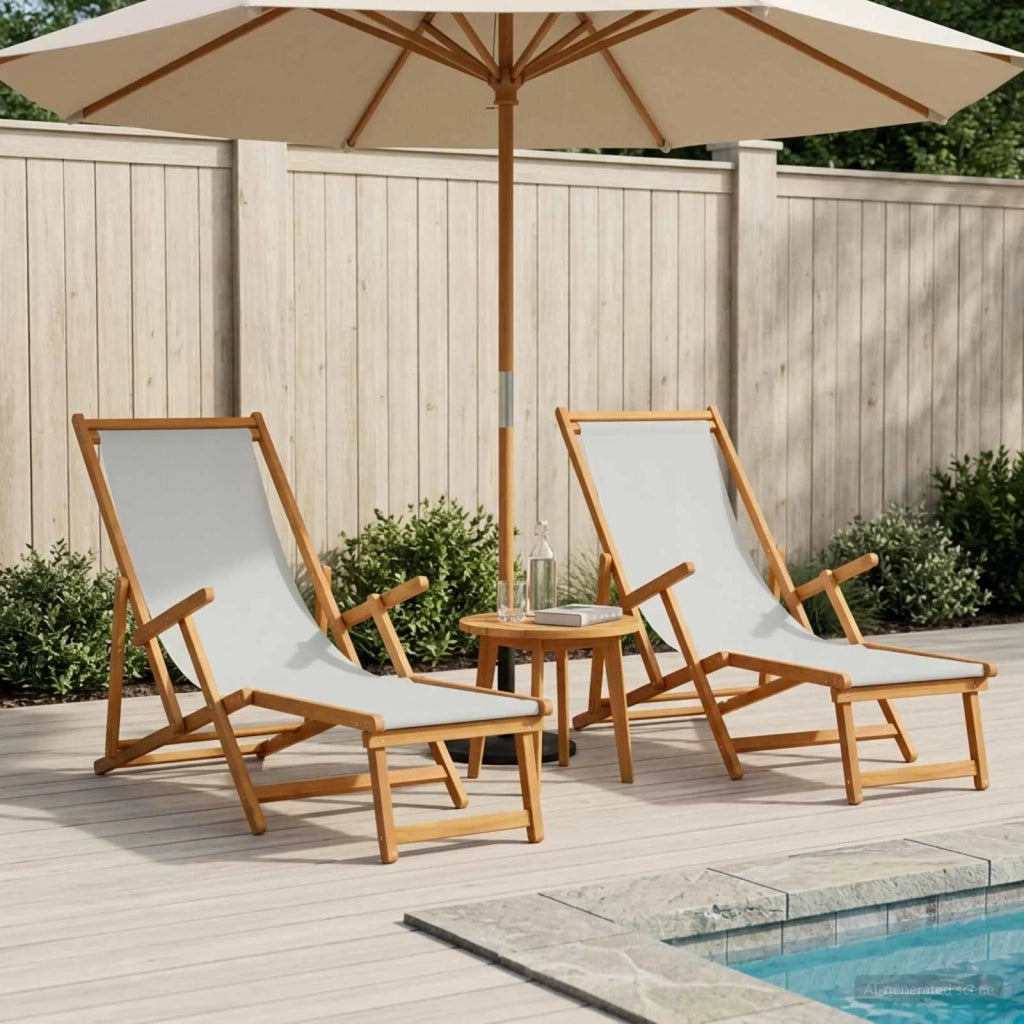 Lettino prendisole pieghevole 2 pcs 3 Posizione Crema 3407822