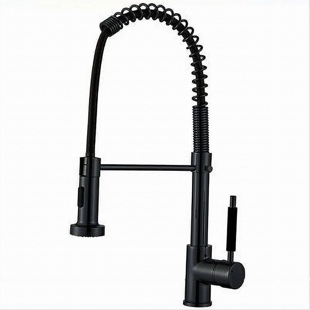 Trade Shop - Miscelatore Rubinetto Con Doccetta Lavello Canna Alta Isola Per Cucina Nero 87467 -