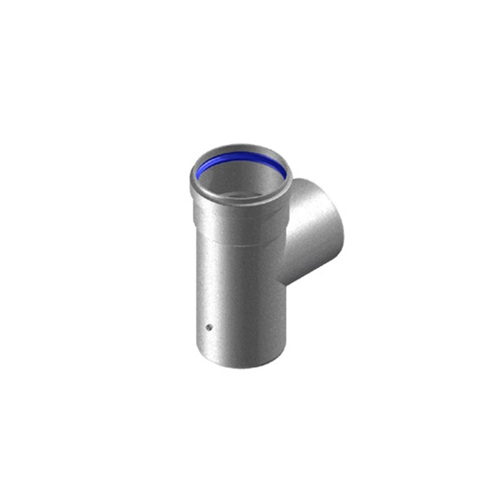 Tee in alluminio pressofuso l 186 mm d80 m-m-f per intubamento canne fumarie