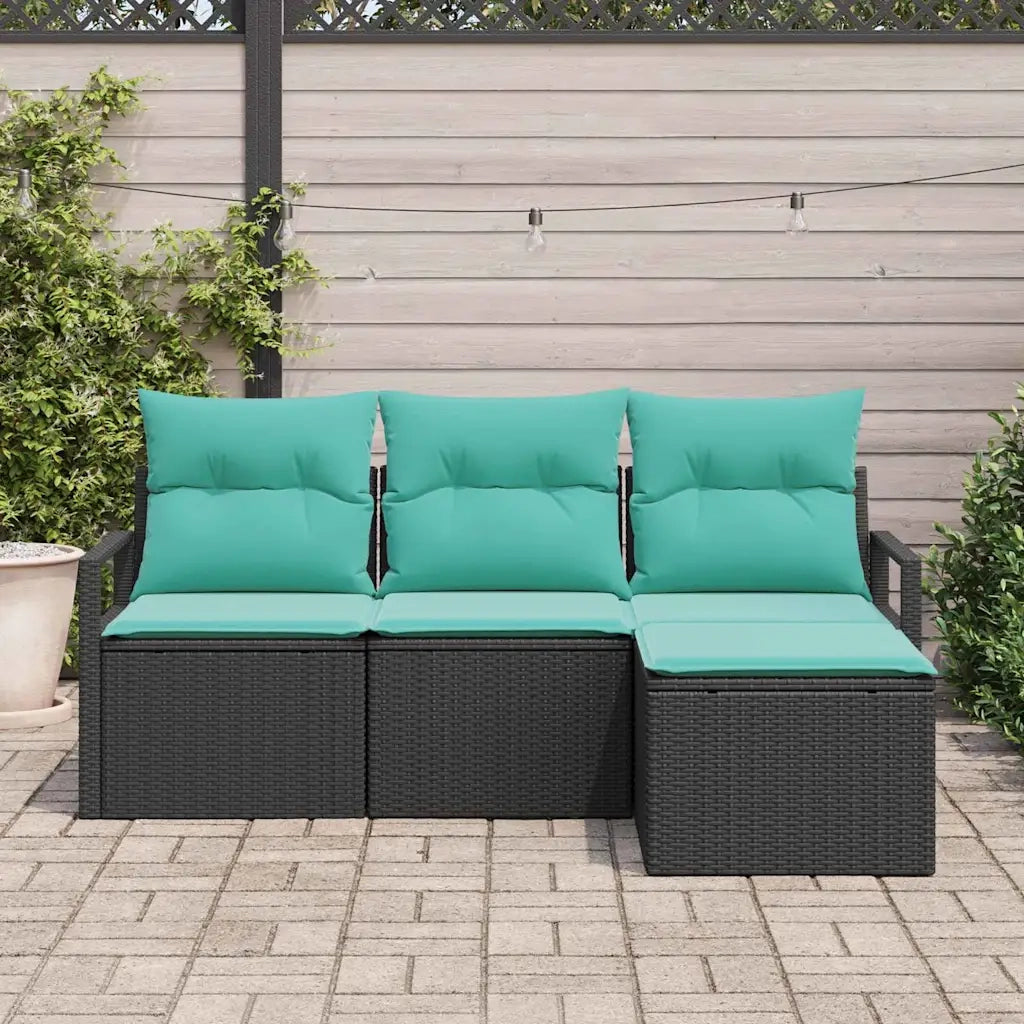 Set di divani 4 pz | Set Salotto da Giardino Nero polyrattan