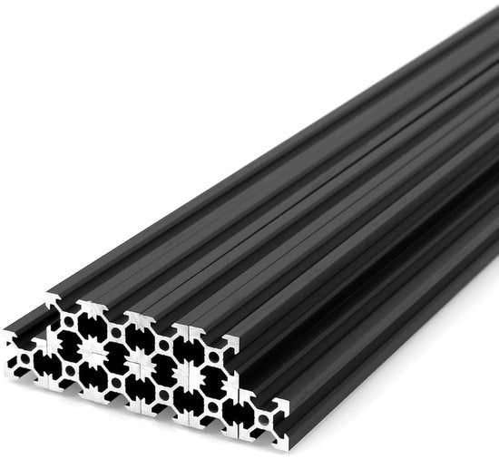 Profili di Alluminio Extrusi 300 mm - 10 Pezzi - Profilo a V - Norma Europea - Adatto per stampanti 3D/CNC/macchine di laser - Nero - Profilo di Alluminio
