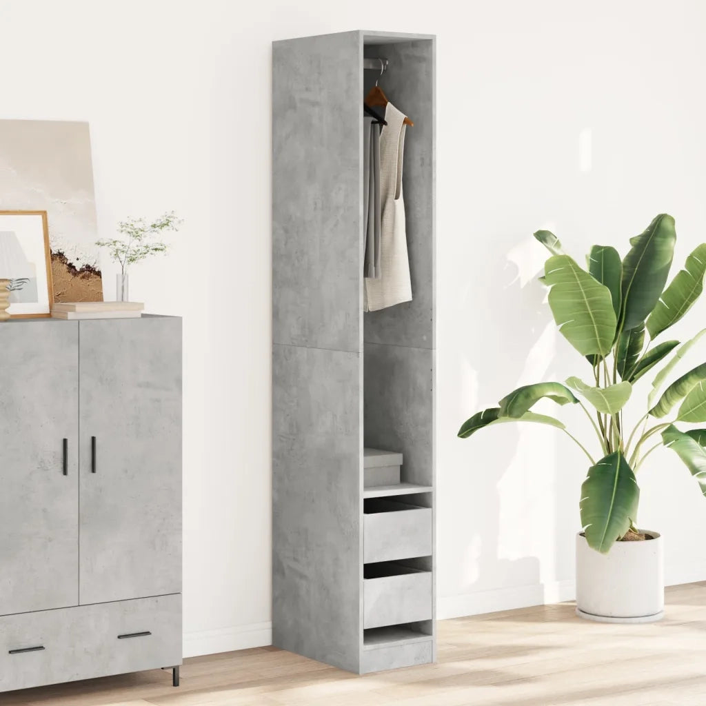 Armadio Grigio Cemento 30x50x200 cm in Legno Multistrato