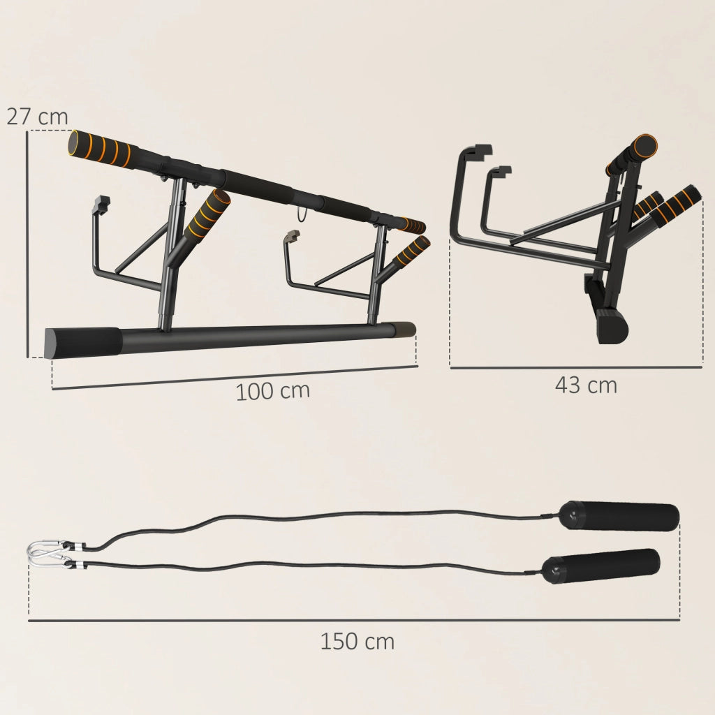 Barra di Trazione Porta con Bande di Resistenza ¨C zephmum ¨C 100x43x27 cm Nero
