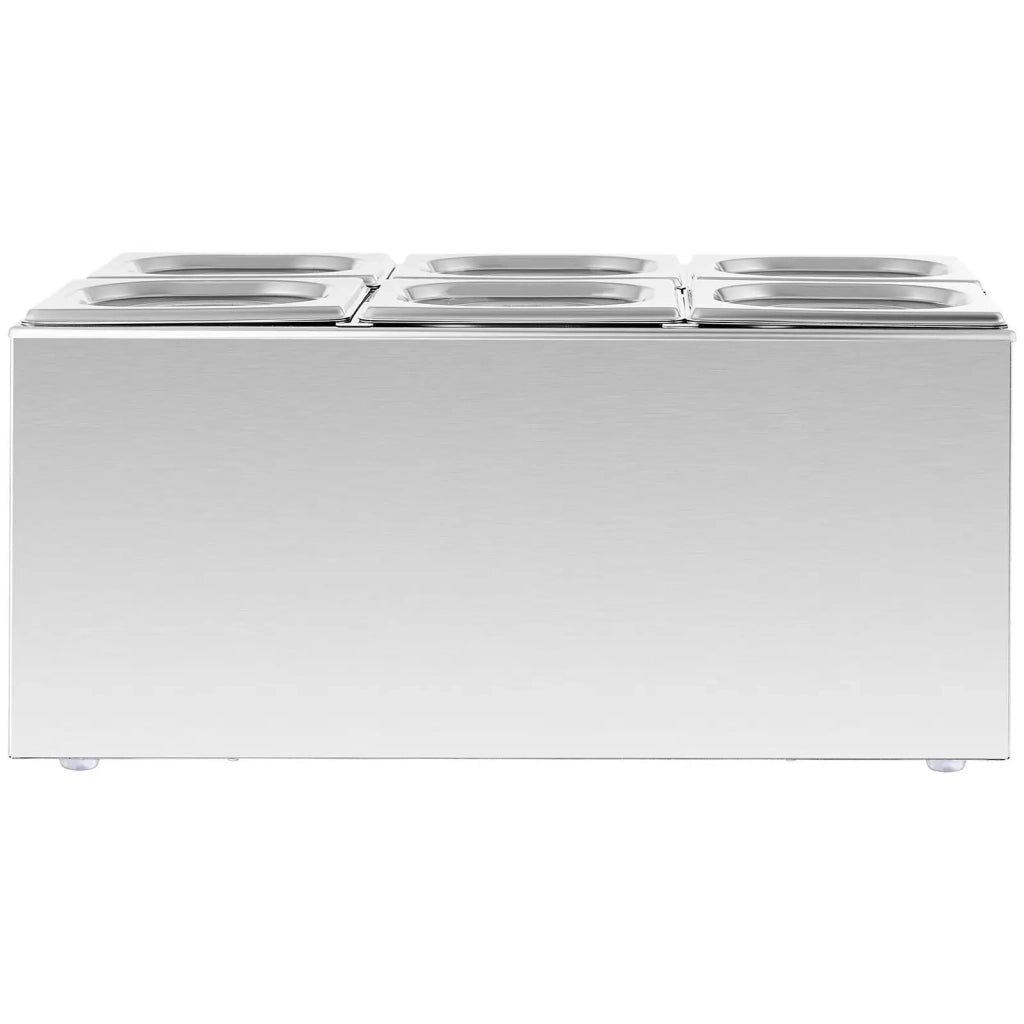 Bagnomaria professionale da 640 watt con 6 teglie GN 1/6 acciaio inox argentato 14_0008304