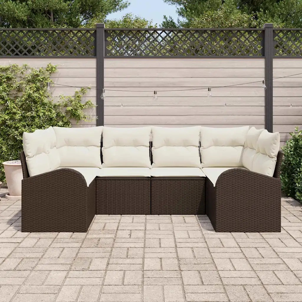 Set Divano da Giardino 6 pcs Marrone e bianco polyrattan 3354847