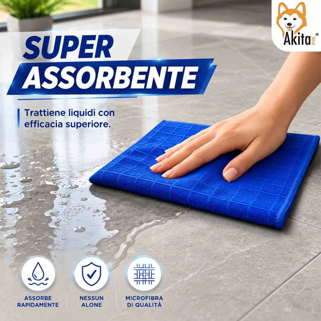 Akitaink 3 Panni Pavimenti Microfibra Basic+ 50x70 cm