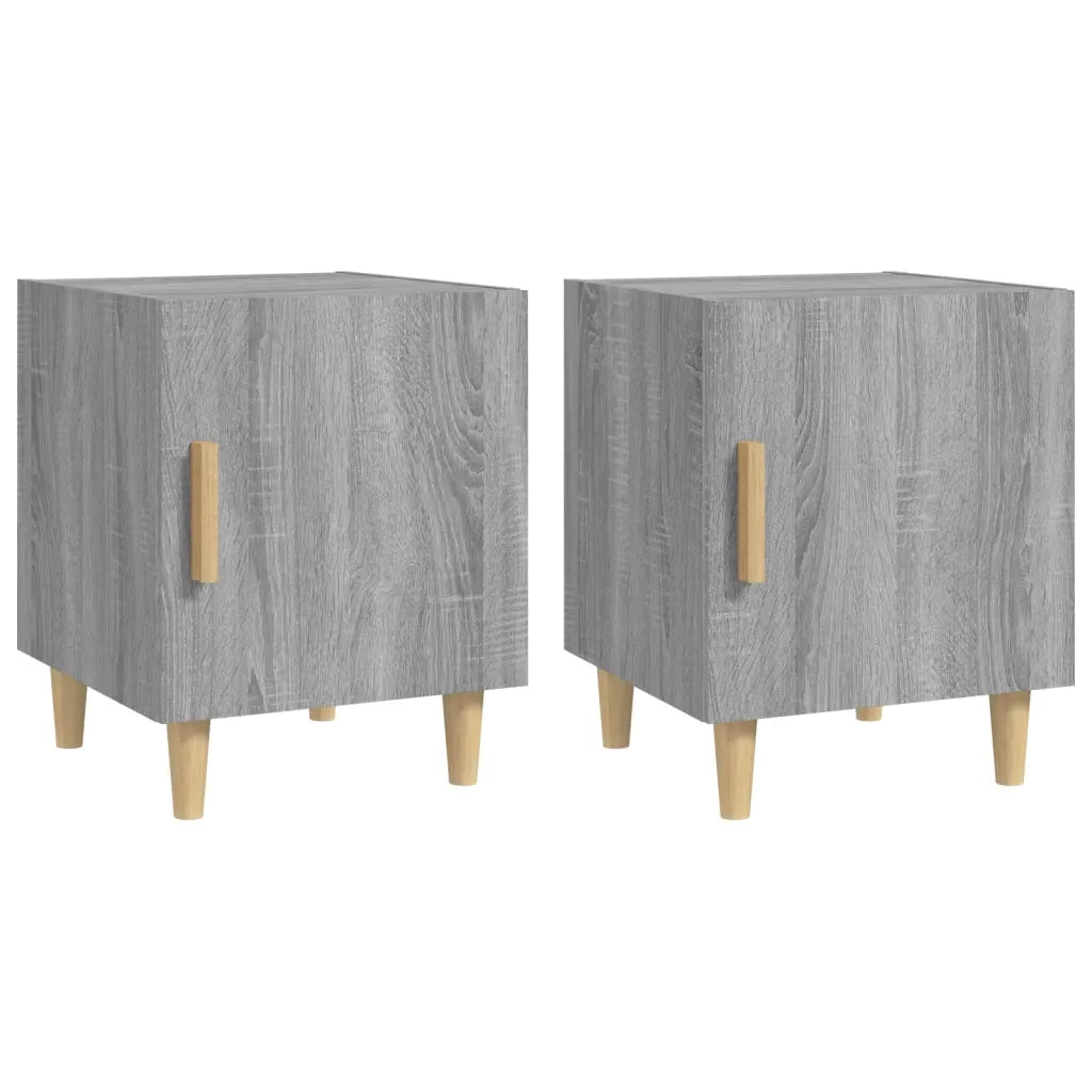 Set di 2 Comodini | Armadio da Notte | Mobiletto da notte Grigio Sonoma in Legno Multistrato