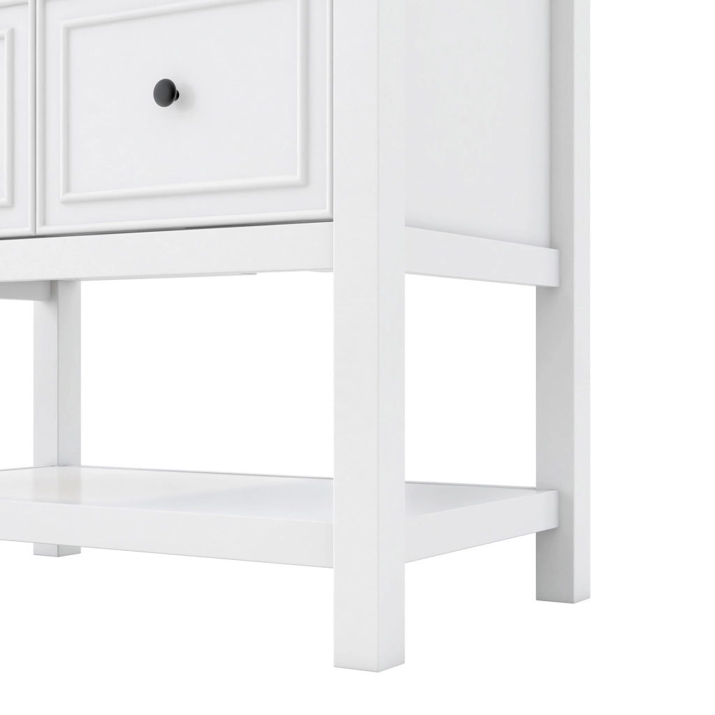 Mobile lavabo freestanding bianco con lavabo in ceramica e 5 cassetti