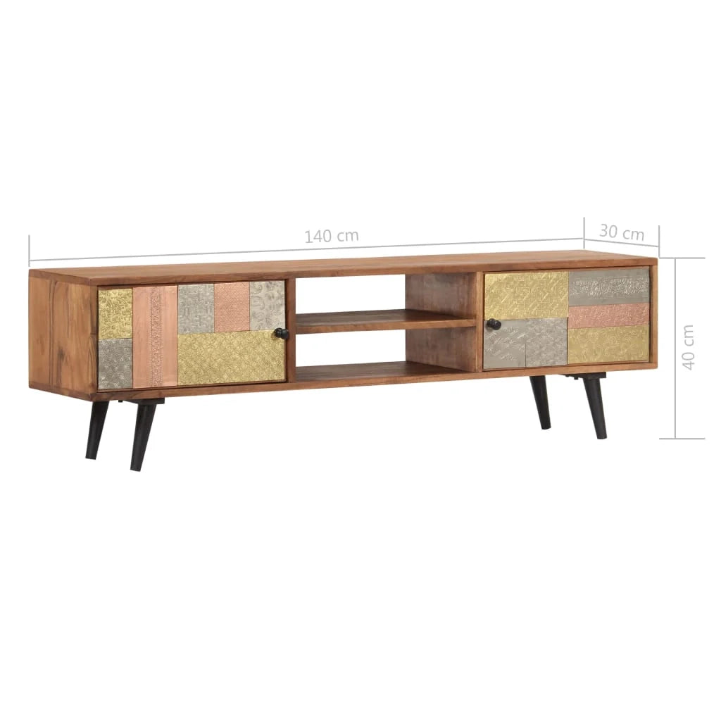 Pratico mobile porta TV/credenza di design 140 cm legno massello di acacia 2502074