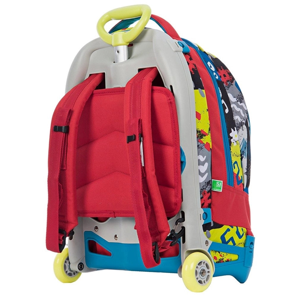 Trade Shop - Zaino Scuola Ragazzi Trolley 3in1 Jack Sj Carrello Rimovibile Rosso -