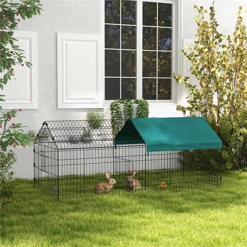 GABBIA PER CONIGLI DA ESTERNO E INTERNO A CASETTA CON TETTUCCIO, 185X75X75 CM, VERDE