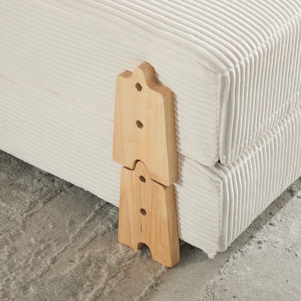Poltrona letto 90x86x84 cm trasformabile in velluto a coste beige