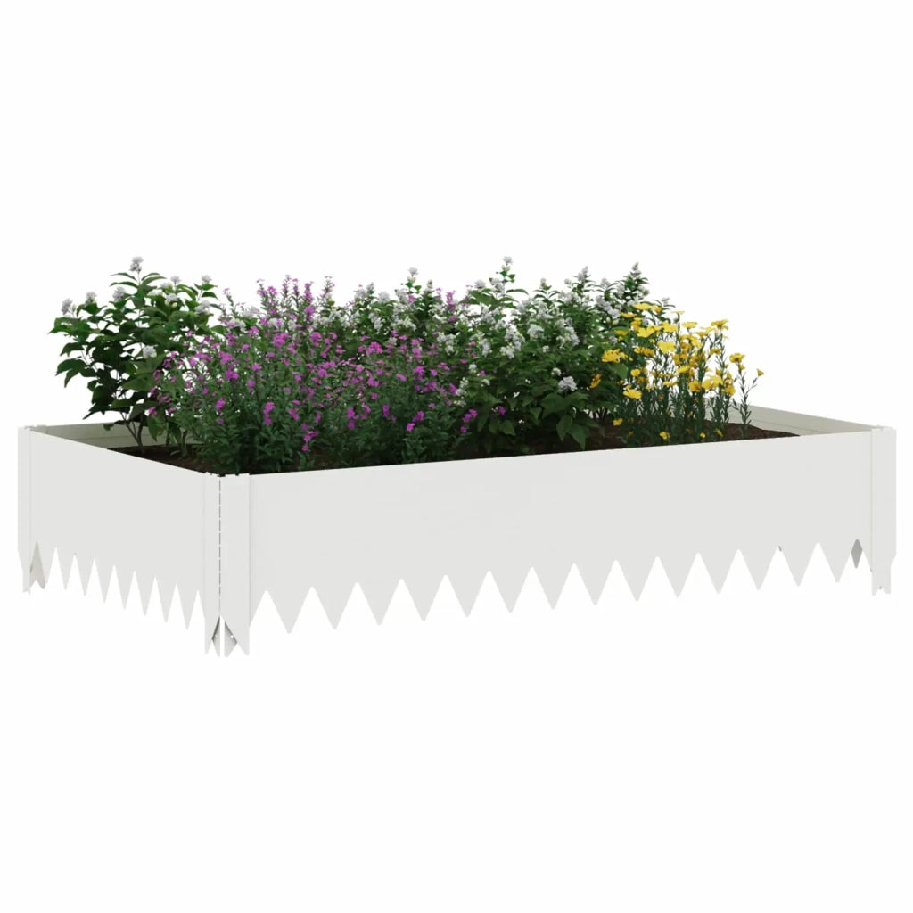 Bordura per Prato 4 pz 100 x 60 x 20 cm Acciaio Bianco 8008934