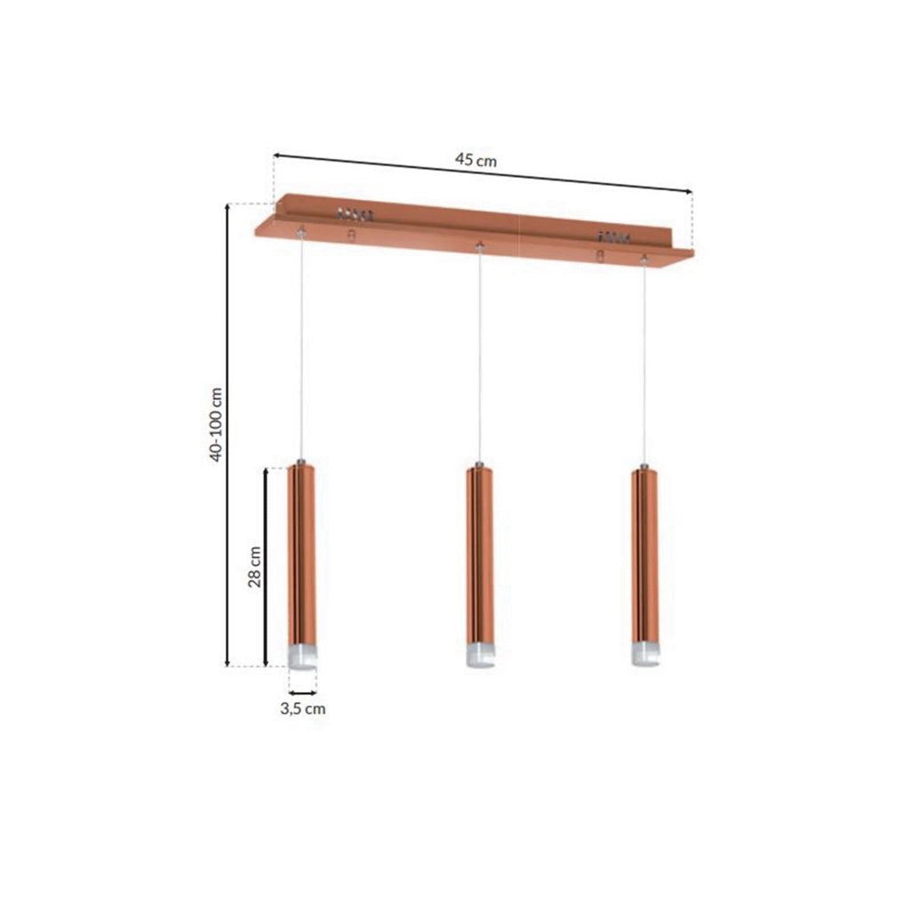 Lampadario a sospensione COPPER rame 3x5W LED 4000K