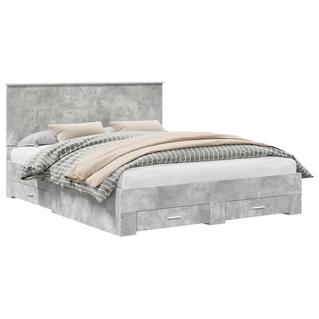 Struttura del letto con testiera Grigio cemento 160 x 200 cm