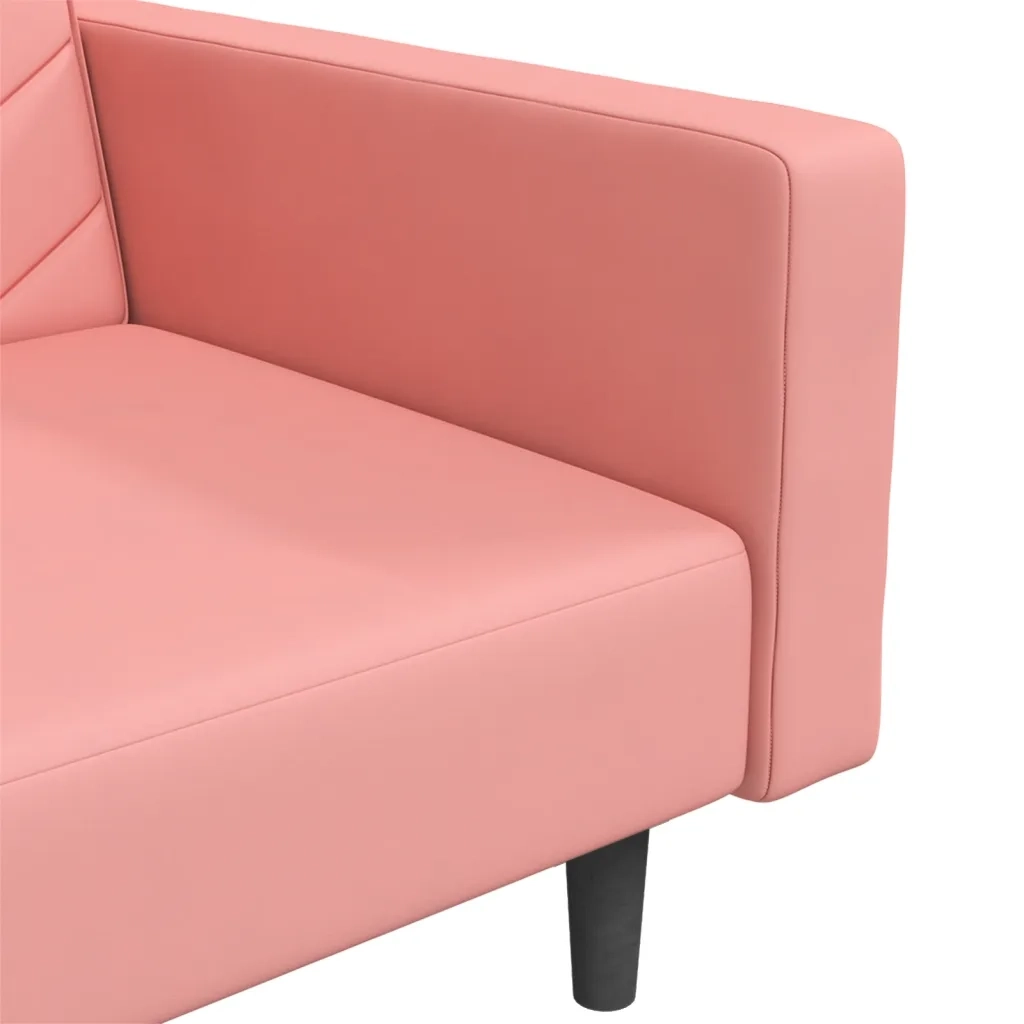 Divano Letto a 2 Posti con 2 Cuscini Rosa in Velluto 375921
