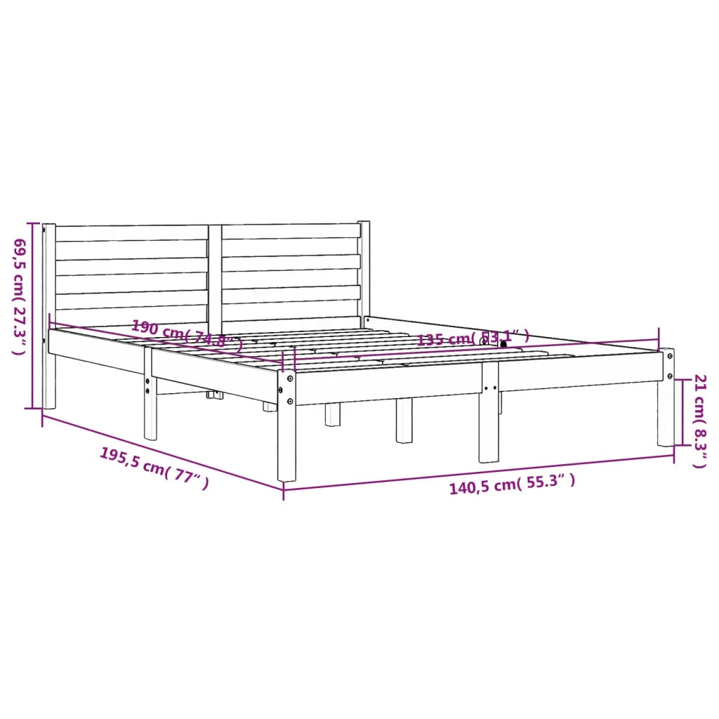 Letto senza Materasso-Struttura Letto Marrone Cera 135x190 cm in Legno di Pino 198225