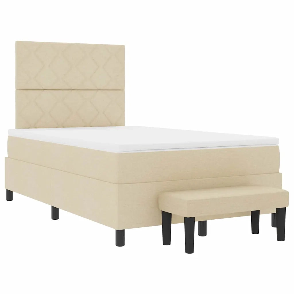 Letto a molle con materasso Crema 120 x 190 cm Tessuto