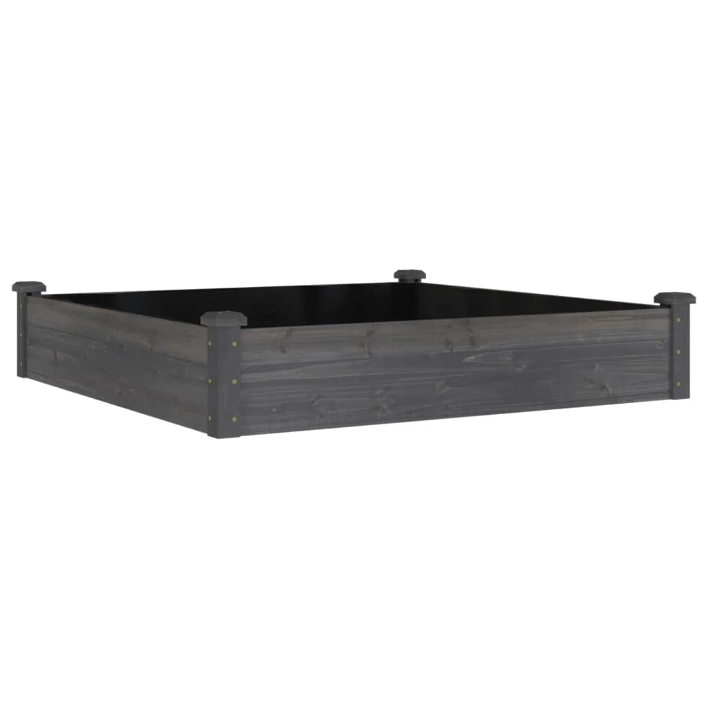 Fioriera rialzata per piante fiori patio giardino rivestimento 120 x 120 x 25 cm legno massello di abete grigio 02_0039830