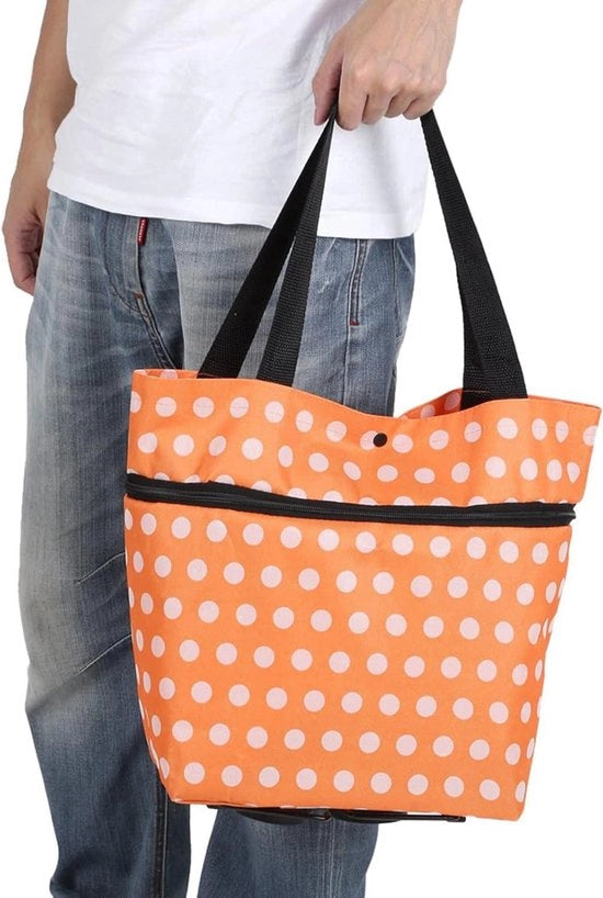 Borsa a Ruota Multifunzionale Pieghevole Materiale Tessuto Oxford Arancione.