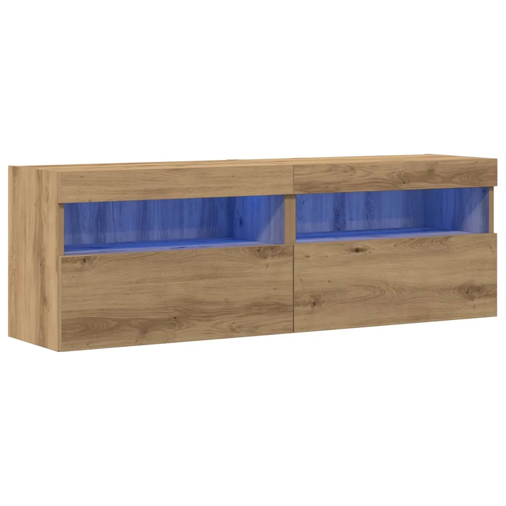 Mobile TV da parete 2 pcs rovere artigianale 60 x 30 x 40 cm 862209