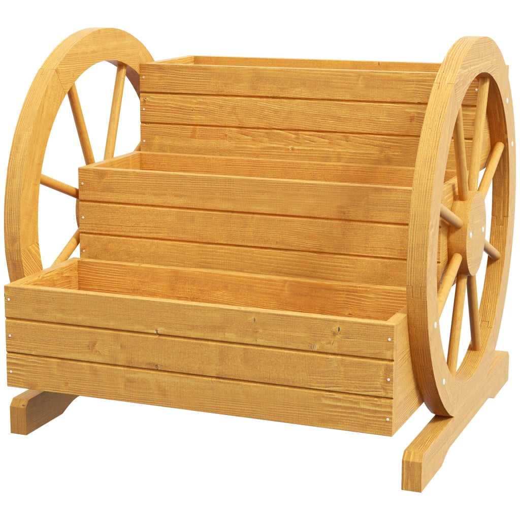 FIORIERA a 3 livelli 62x61x57 cm in legno con ruote decorative
