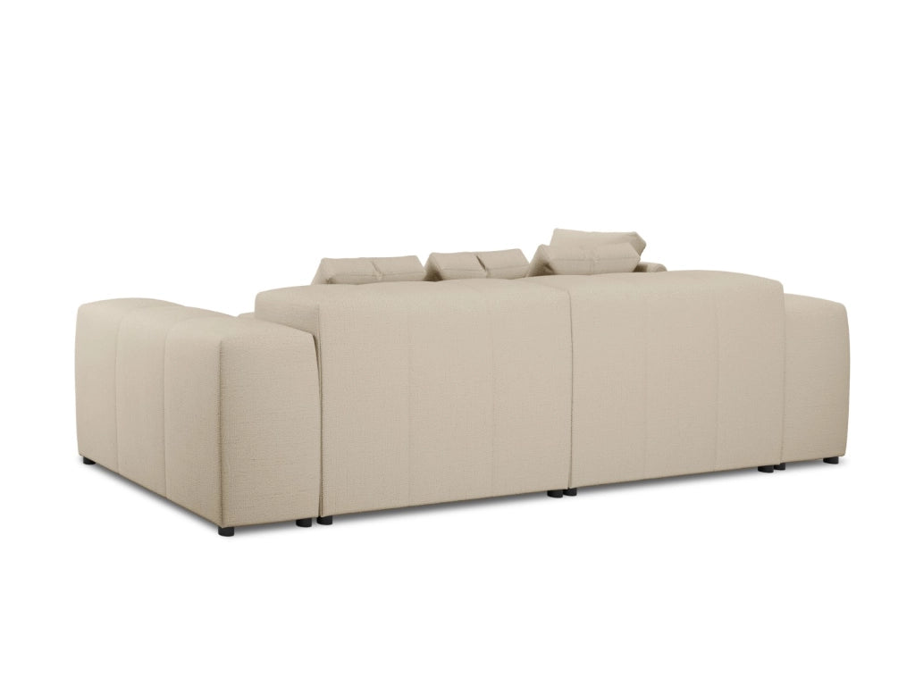 Cosmopolitan Design - Divano angolare modulare reversibile "Rome" 5 posti in tessuto strutturato beige 