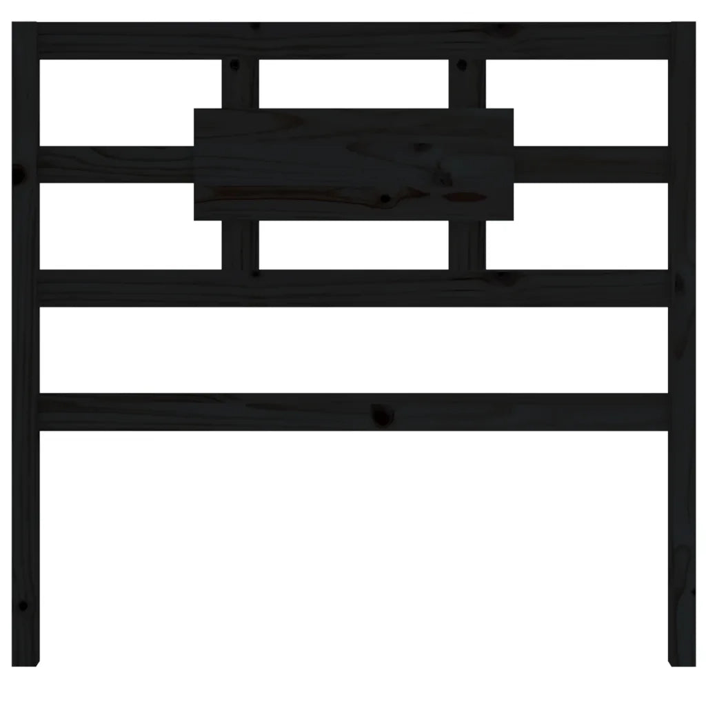 Testiera per Letto Nera 105,5x4x100cm in Legno Massello di Pino