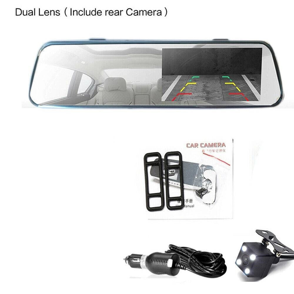 Trade Shop - Specchietto Retrovisore Touch Dvr 4.39" Full Hd Tf Camera Anteriore Posteriore -