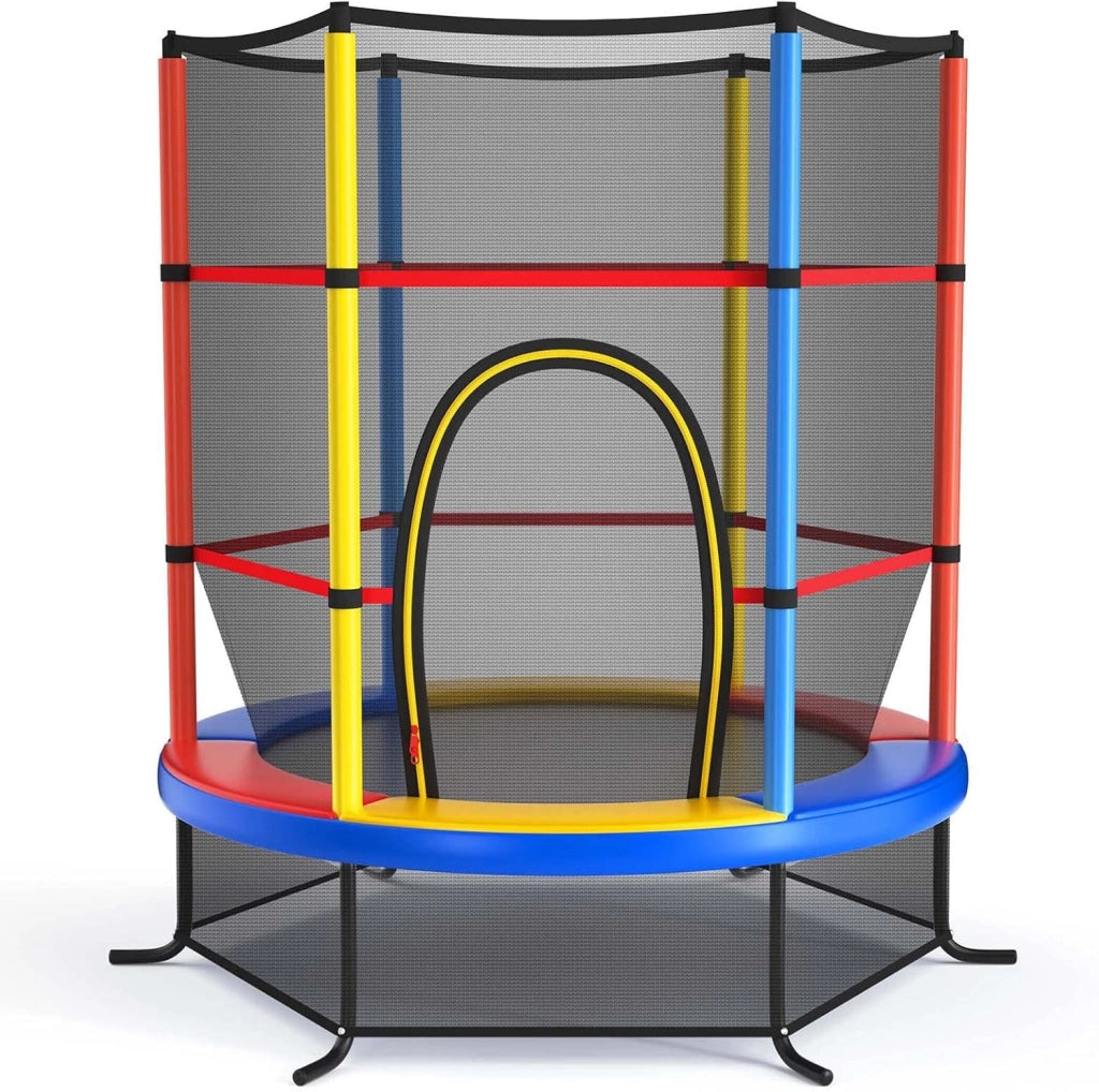 Trampolino per Bambini 3-6 Anni, Tappeto Elastico Bambini con Rete di Sicurezza e Chiusura a Cerniera, Saltarello da Esterno in Acciaio Zincato, Portato 135 kg, 165x165x161 cm