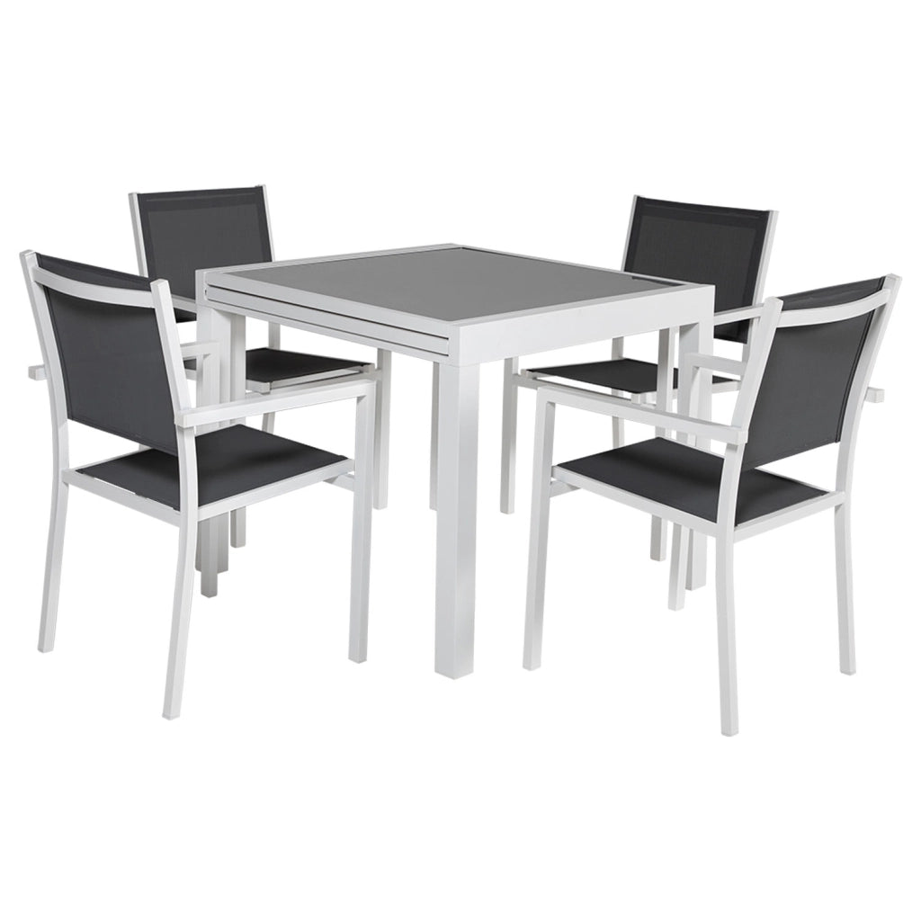 LAMPEDUSASet di mobili da giardino allungabili in textilene grigio 8 posti - alluminio bianco