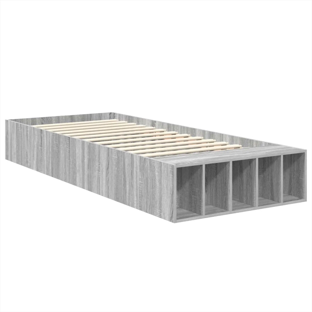 Struttura del letto con lo scaffale Grigio Sonoma 100 x 200 cm