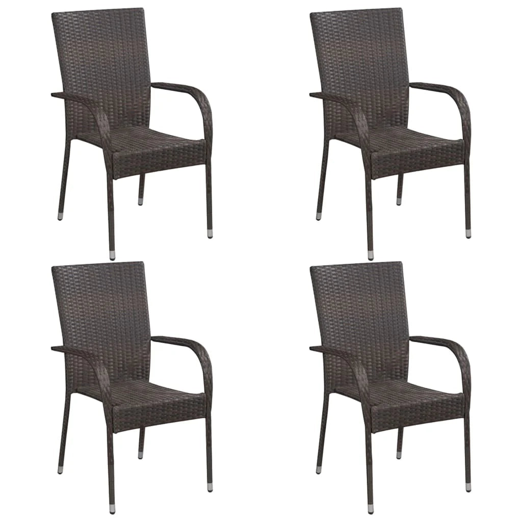 Set da pranzo da giardino per esterni da 5 pezzi mobili in vimini e resina marrone 02_0013911