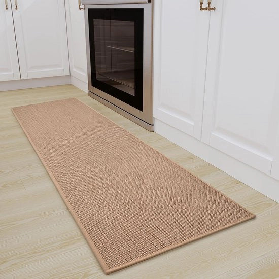 Mat di Cucina 50 x 180 cm con Finitura Sisal Antiscivolo Assorbente in Tela di Cucina Antiscivolo Beige