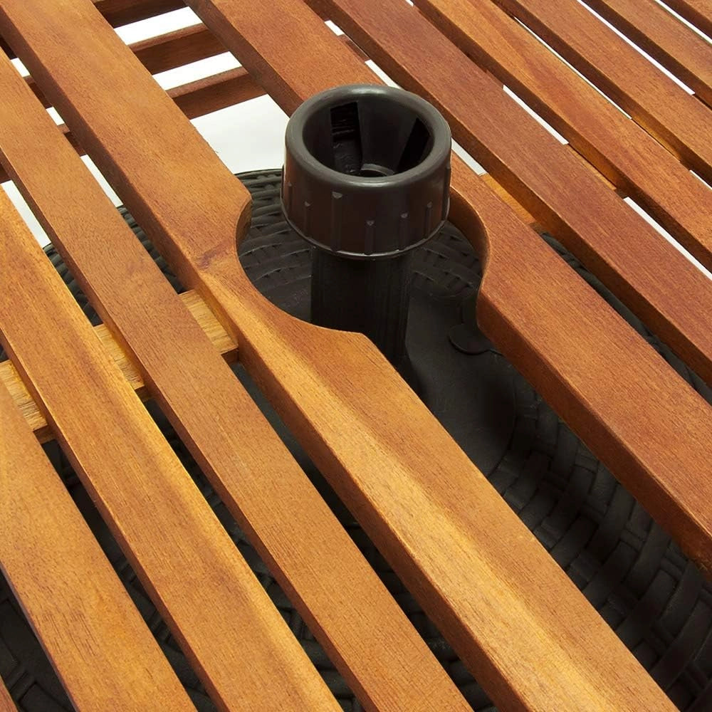Tavolino Copribase per Ombrellone 62x62x25cm Copertura per Supporto Parasole Legno di Acacia