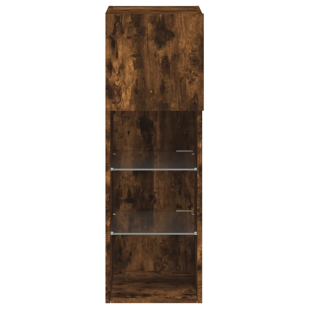 Mobili Porta TV con Luci LED 2 pz Rovere Fumo 30,5x30x90 cm 837010