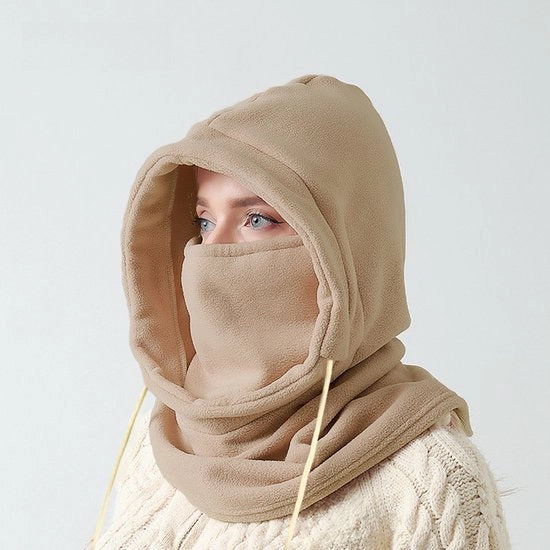Balaclava Impermeabile Guanciale da Neve Caldo Fleece Skimasker per Uomini e Donne Meteo Freddo Moto Bicicletta Cappuccio di Pelliccia (Kaki)