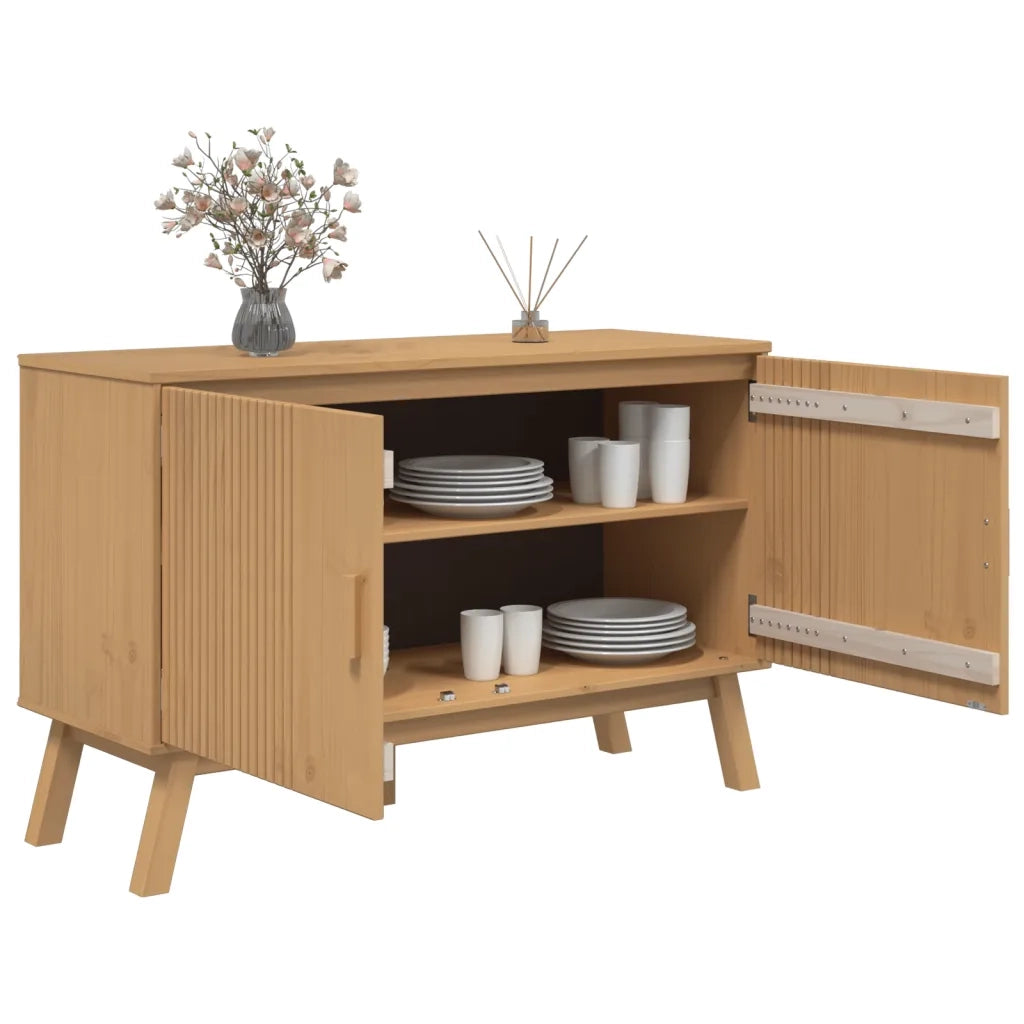 Credenza | Madia | Buffet da pranzo | Armadio da pranzo OLDEN Marrone 114x43x73,5 cm in Legno Massello di Pino