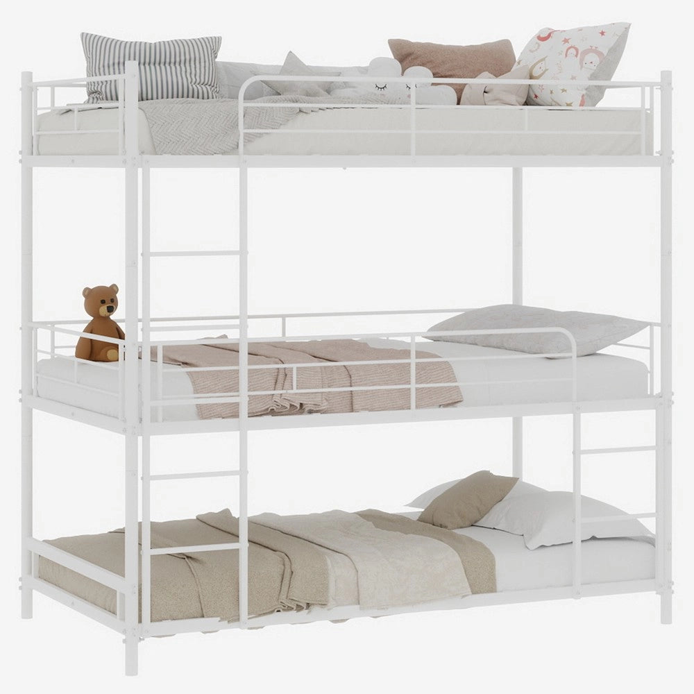 Letto a Castello Triplo con Scala e Ringhiera ¨C Xylo ¨C Legno, per Bambini e Adulti
