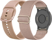 Cinturini per orologio Premium - Pacchetto da 2 - Nylon e Silicone - Compatibile con Garmin Venu 2S/Venu 3S - Per Uomini e Donne - Estensibili - Codice di prodotto: - Modello: - Dimensione: 18mm